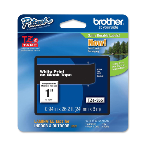 BROTHER NASTRO PER ETICHETTATRICE 24MM COLORE NERO STAMPA BIANCO TZE355